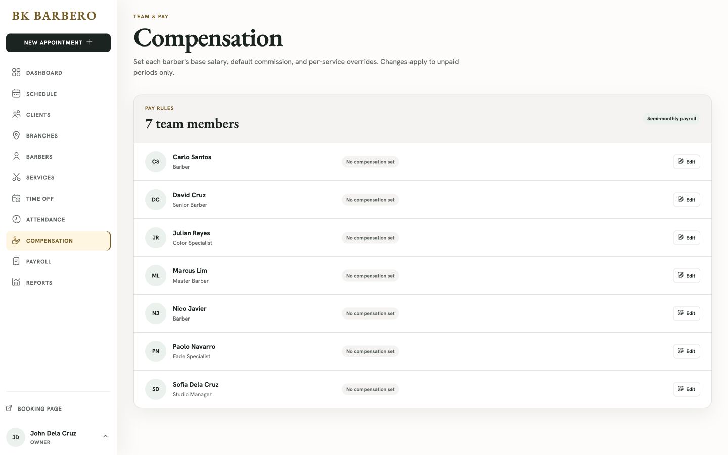 BK Barbero Compensation web workspace